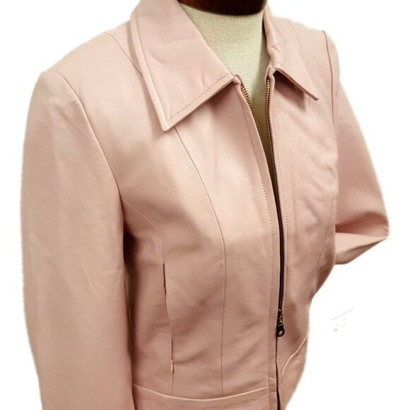 Women’s Cute Basic Nappa Leather Short Jacket 4 Color Available - Picture 9 of 12